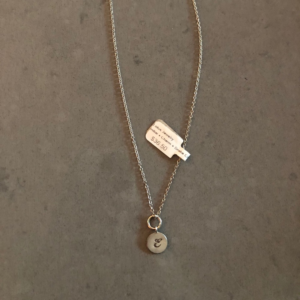 Sterling Silver E Initial Charm Necklace